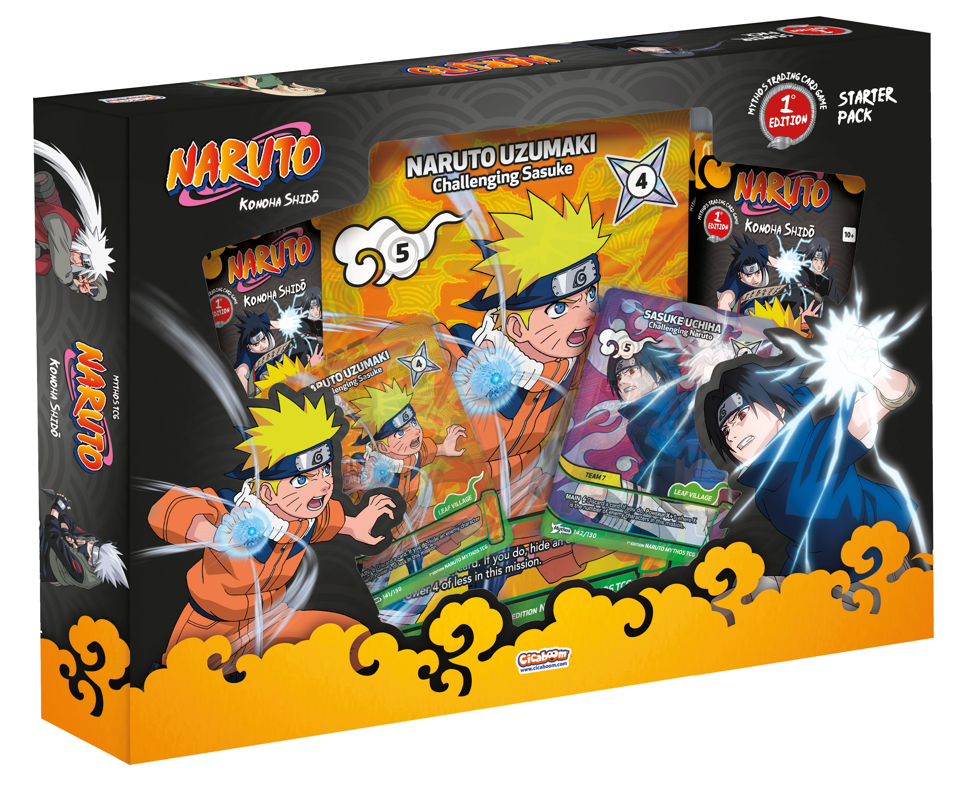 Boite de Starter Pack Naruto Mythos TCG - 1er chapitre : Konoha Shidō - Sasuke & Naruto (1° Édition)