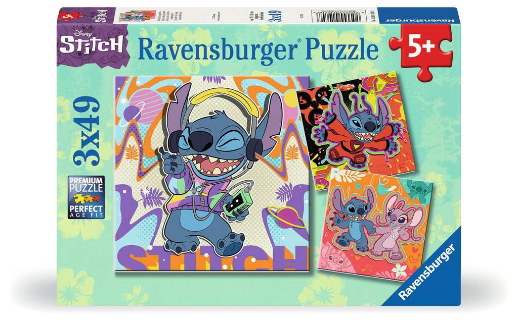 Boite de Puzzles Disney - Stitch - 3x 49 Pièces